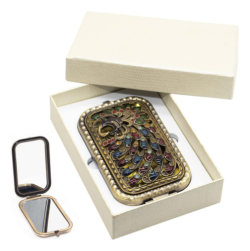 Espejo De Maquillaje Vintage En Metal Con Diseño Retro