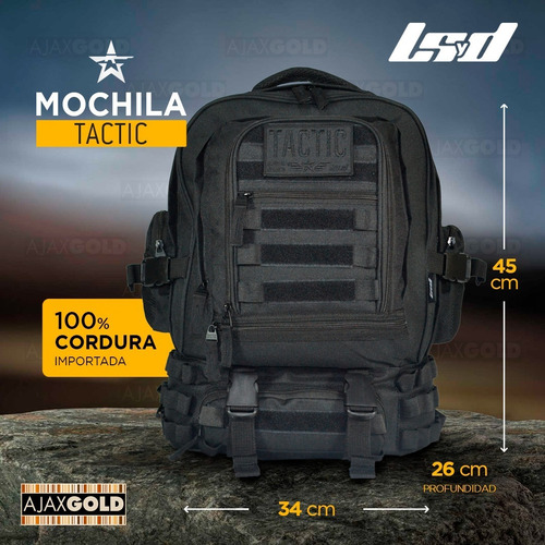 Imagen 6 de 10 de Mochila Tactica Militar Camping Asalto Trekking 45 Litros