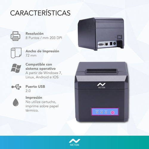 Imagen 3 de 5 de Impresora Termica 80mm Comandera Tickets Usb Simil Epson .
