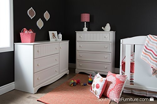South Shore Savannah Dresser De 3 Gavetas Con Puerta, Blanco