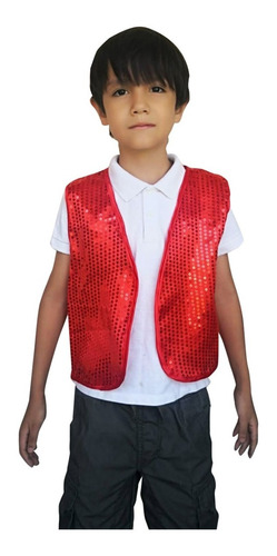 6 Chalecos Rojos Talla 4-6 Con Lentejuelas Para Niños