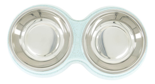 Plato Comedero Doble Para Perro Con Tazones De Acero Inoxidable Mr Wuff Color Azul