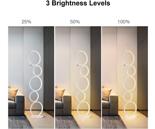 Lámpara De Pie Led Estilo Moderno Anillo Para Dormitorio, Sa
