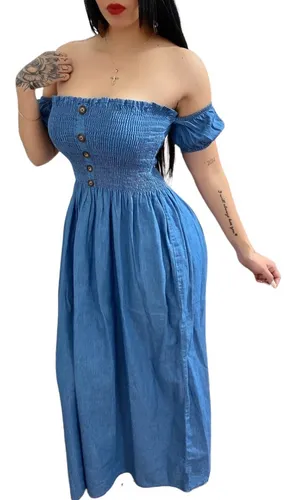 Vestido De Mezclilla Largo Maxi Vestido Mezclilla Cuotas sin