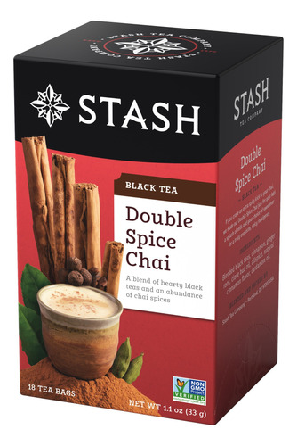 Stash Tea Double Spice Chai Black Tea, 6 Cajas Con 18 Bolsa.