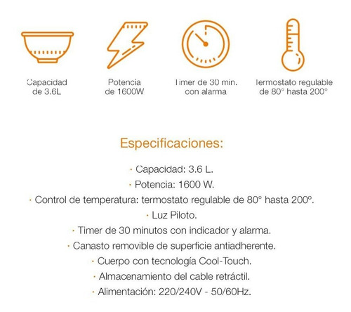 Freidora Sin Aceite Nappo Extra Grande 3.6l 1600w Oferta Loi