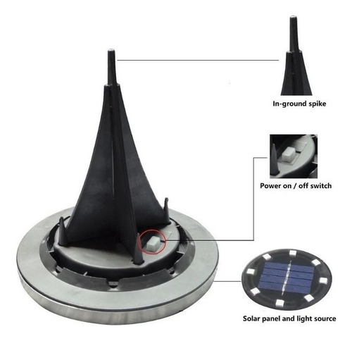 Luz Solar 8 Led Con Estaca Exterior Tierra Jardin X4 Estructura Blanco frío