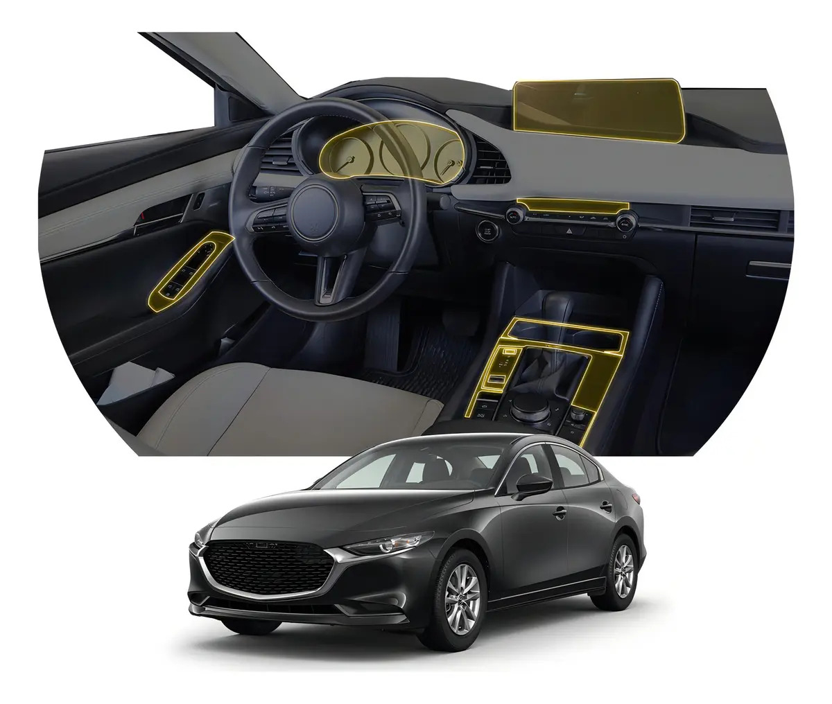 Película Protectora Kit Ppf Mazda 3 Automático 2024-2026 Transparente