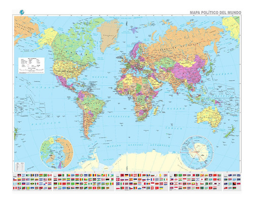 Mapamundi En Castellano 110 Cm X 85 Cm 