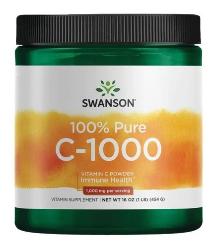 Swanson Polvo De Vitamina C 100% Pura 454g Sabor Sin Sabor