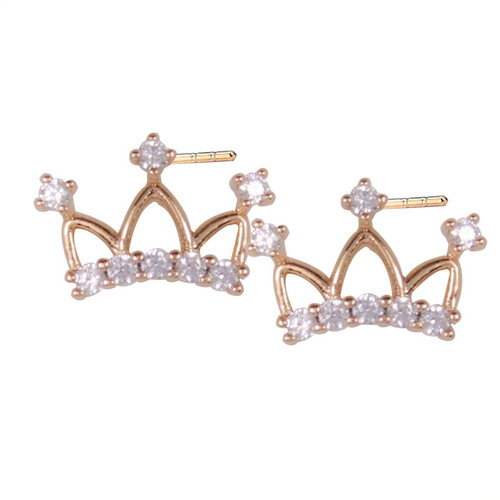 Elegantes Aretes De Oro Lamin 18k De Corona