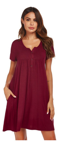 Camisón De Manga Corta Con Cuello En V Modal De Moda