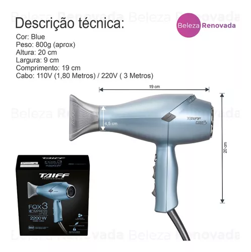 Secador para Cabeleireiro Fox Ion 3 2200w - Taiff