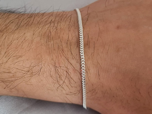 Pulseira Masculina De Prata 925 Grumet Fininha 2mm X 21cm Comprimento 21 Cm Cor Prateado Diâmetro 21 Cm