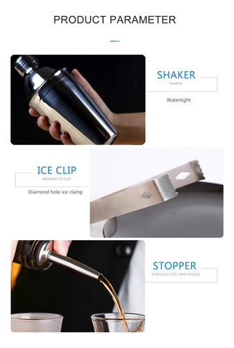 Kit De Coctelería Para Bartender, 20 Unidades, Con Soporte,
