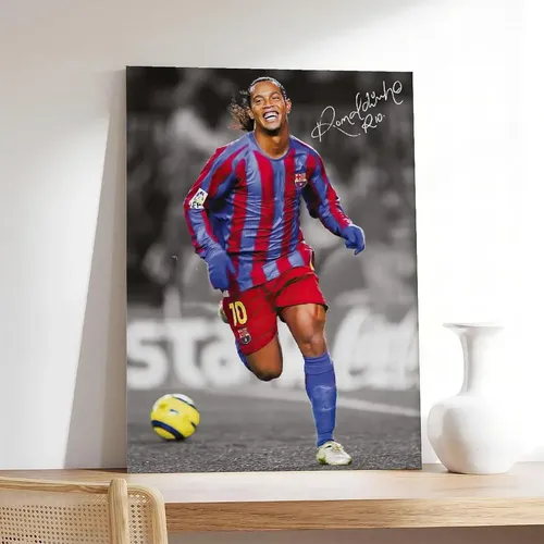 Ronaldinho Poster Soccer Signed Canvas Poster Bedroom Decor