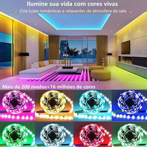 20m Luz Fita Led Bluetooth Rgb Colorida Com Fonte Controle