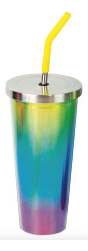 Vaso Rainbow Sin Personalizar Acrílico + Popote Acero Pride