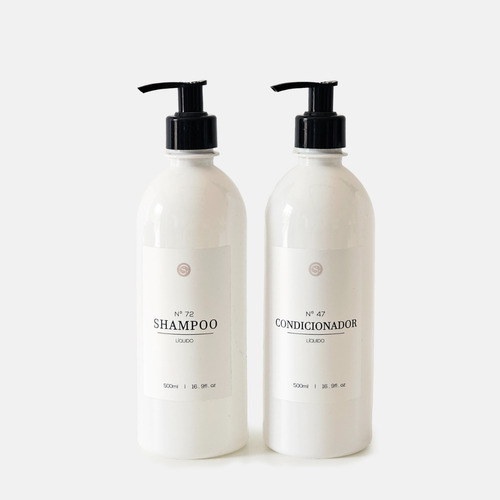 Kit Banheiro 2pçs Frascos Branco Shampoo Cond 500ml Luxo