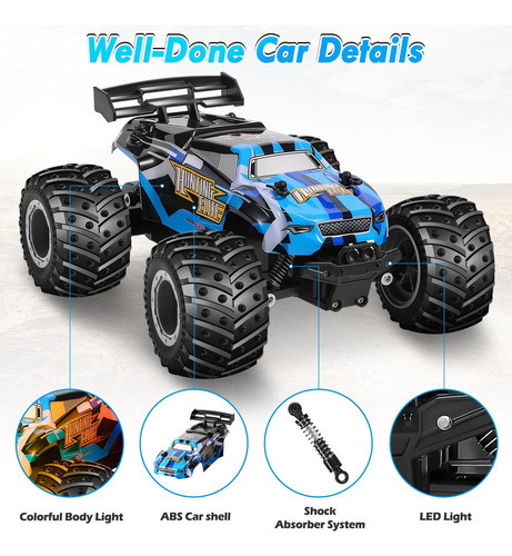 Coche Monster Control Remoto Todoterreno Led Navidad