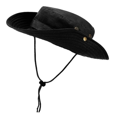 Sombrero De Pesca Pava Militar Camping Negro Bucket Hat Cap