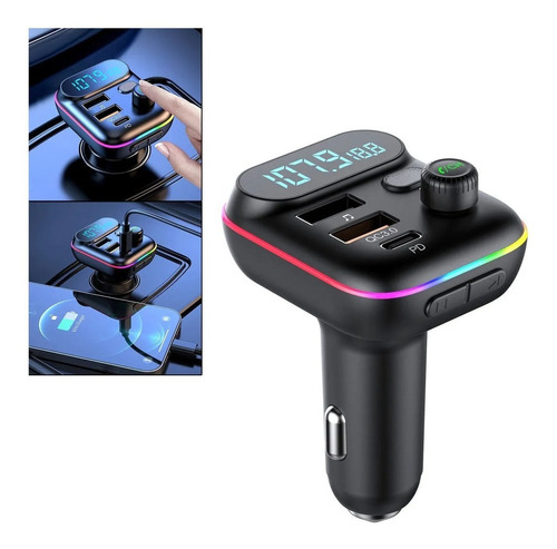 Transmisor Fm 51 Bt 5.0 Rainbow Led Carpetas Qc3.0a Microfon
