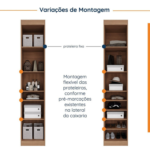 Guarda Roupa Modulado De Canto Com Espelho 6 Portas 3 Wt