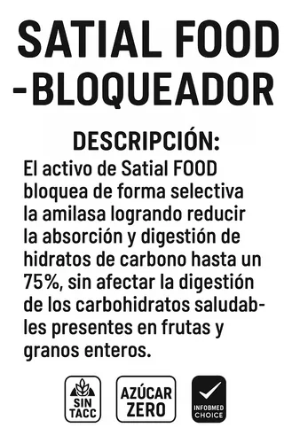 Satial Food - Bloqueador 100% Efectivo - Promoción 1.000g Natural
