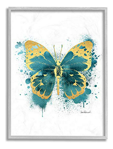 Stupell Industries Alas De Mariposa Pintura De Acuarela Azul