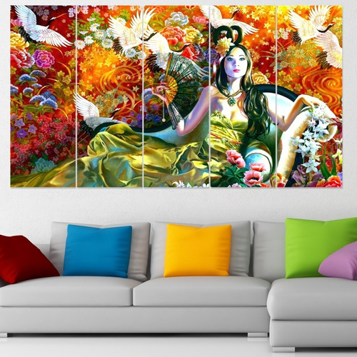 Cuadro Poliptico Geisha Tradicional Japonesa 120cm X 70cm