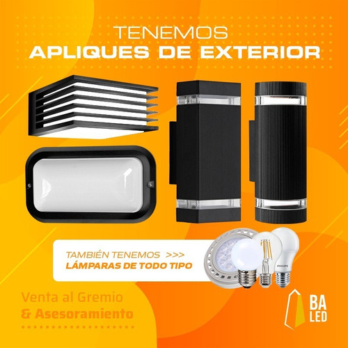 Imagen 2 de 10 de Aplique Pared Led Tortuga Redondo Foco E27-4269 Exterior