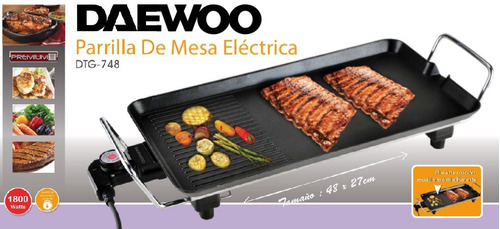 Imagen 2 de 3 de Parrilla Eléctrica De Mesa Daewoo Antiadherente 1800w