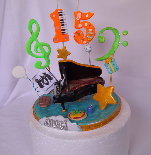 Adorno De Torta Con Número Vela Nombre Piano De Cola Y Más Piano De Cola