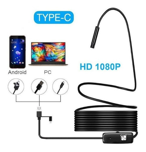 Imagem 2 de 9 de Camera Inspeção Sonda Endoscópica 6 Led Android/pc Usb 2m