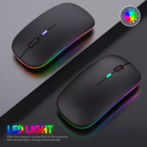 Ratón inalámbrico Bluetooth, mouse LED recargable silencioso delgado para  portátil, portátil (BT5.2/3.0 y USB 2.4G), mouse de computadora de doble