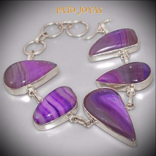 Pulsera De Plata Con Piedra Onix Violeta