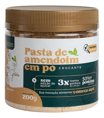 Kit 3 X Pasta Amendoim Em Pó Crocante Terra Dos Grãos 200g