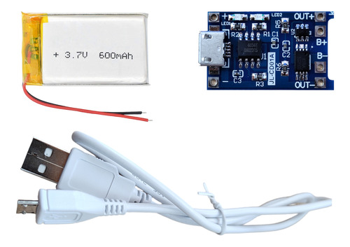 Modulo Micro Usb + Usb + Bateria Litio 600mah 3.7v Drones