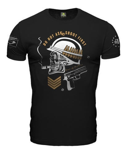 Camiseta Teamsix  Do Not Ask Shoot First Preto