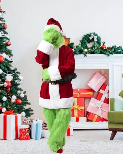 Guantes verdes de piel para Navidad, accesorios de disfraz de monstruo verde  para Halloween, regalos de