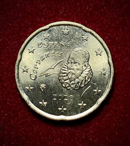Moneda 20 Céntimos España 2020 Km 1071 Oro Nórdico Cervantes