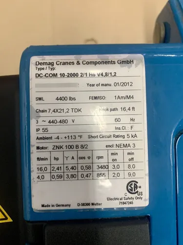 Polipasto Demag - 2 Toneladas