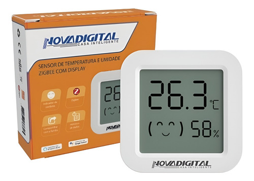 Sensor Temperatura E Umidade Com Display Novadigital Zigbee