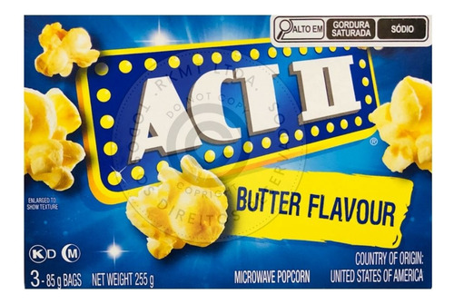 Milho Pipoca Act 2 Microwave Popcorn Butter 255g Manteiga