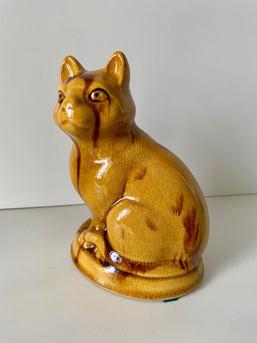 Gato Egipcio De Cerámica Réplica Del Metropolitan Museum Art Amarillo (Usado)