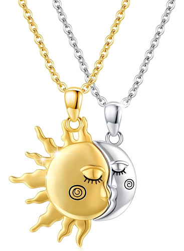 Ohayoo Sun Moon Couple Necklace 925 Sterling Silver Sun And