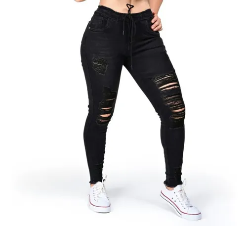 Pantalón Negro Mezclilla Mujer