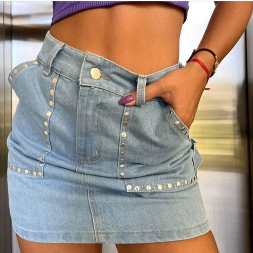 6838 - Mini De Jean Con Tachas