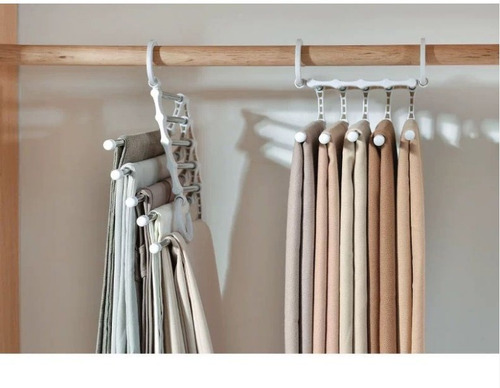 Imagen 2 de 9 de Perchero Colgador Plegable 5 En 1 Organizador De Ropa