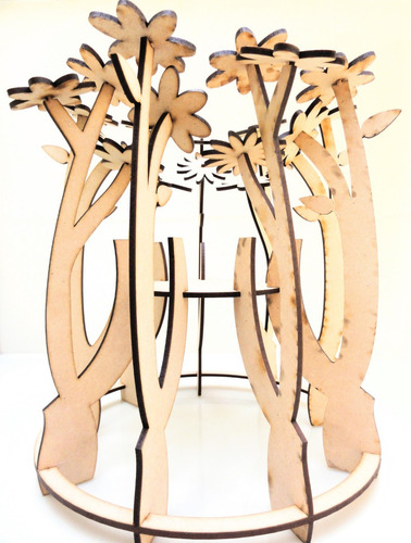 Imagen 2 de 7 de Centro De Mesa - Flores - Mdf / Fibrofacil